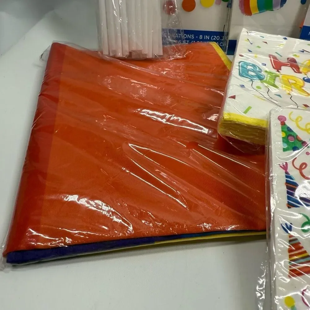 D40 Party Decorations- 9 piece Birthday Rainbow, Flag large and small